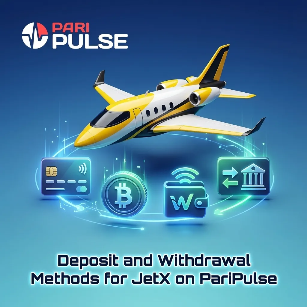 Infographic of JetX deposit and withdrawal methods on PariPulse, showing Bangladeshi payment options and crypto icons