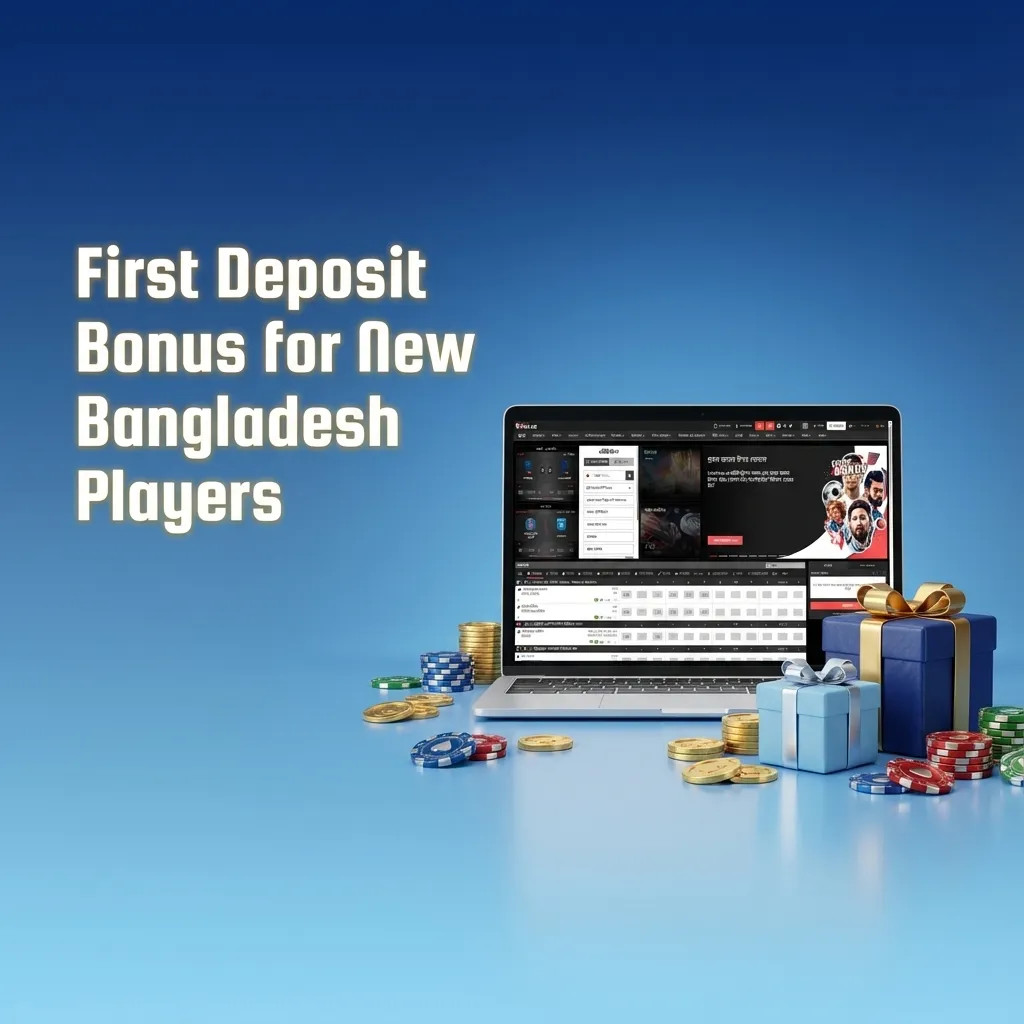 Banner showing “100% First Deposit Bonus up to 15,000 BDT” for new Bangladesh players, casino and sports icons
