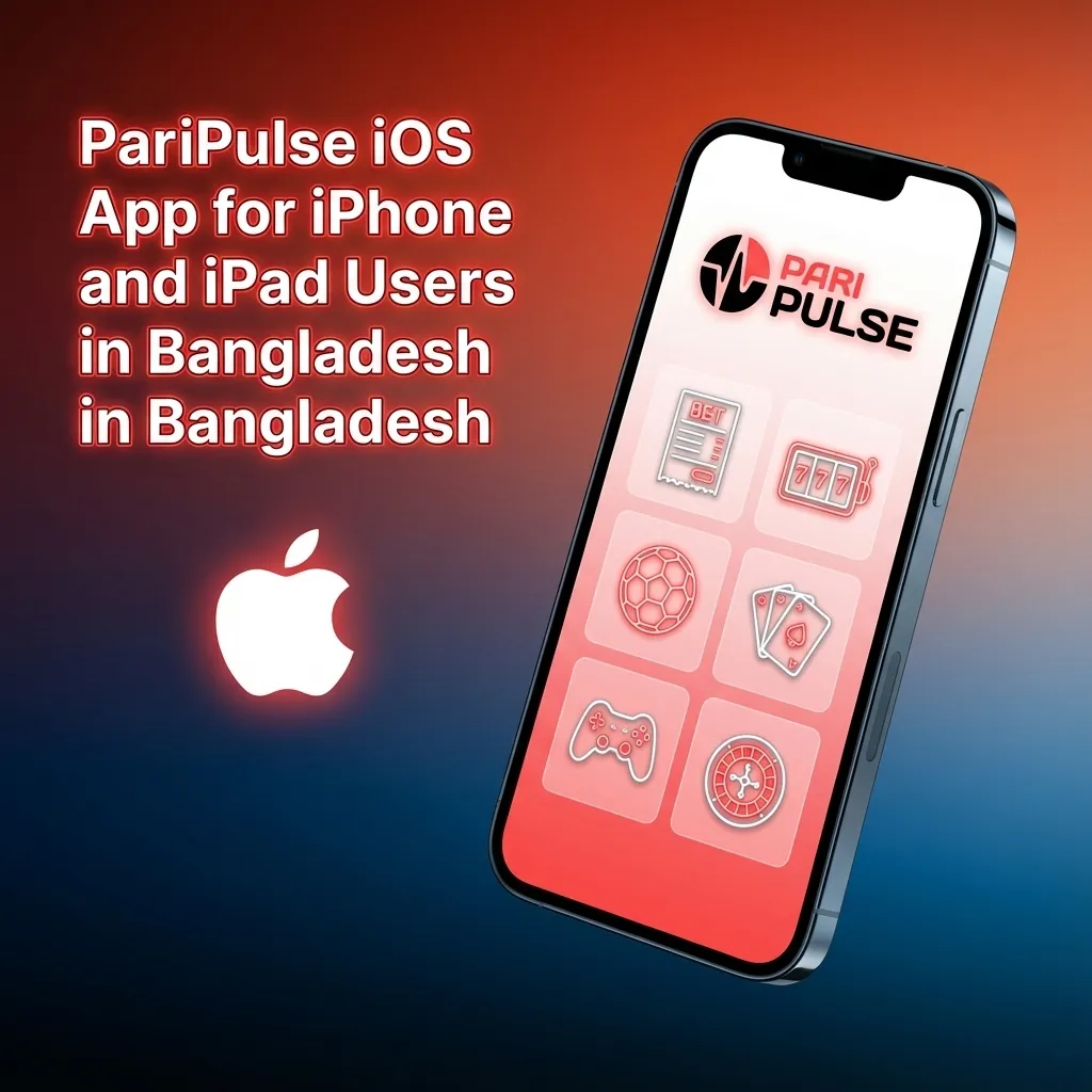 PariPulse iOS app on iPhone and iPad screens showing sports betting and casino options, available free in Bangladesh