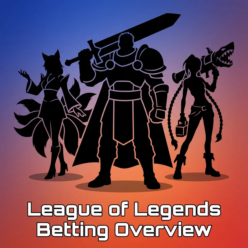 League of Legends esports betting graphic highlighting major tournaments, markets like first dragon and Baron, and live odds