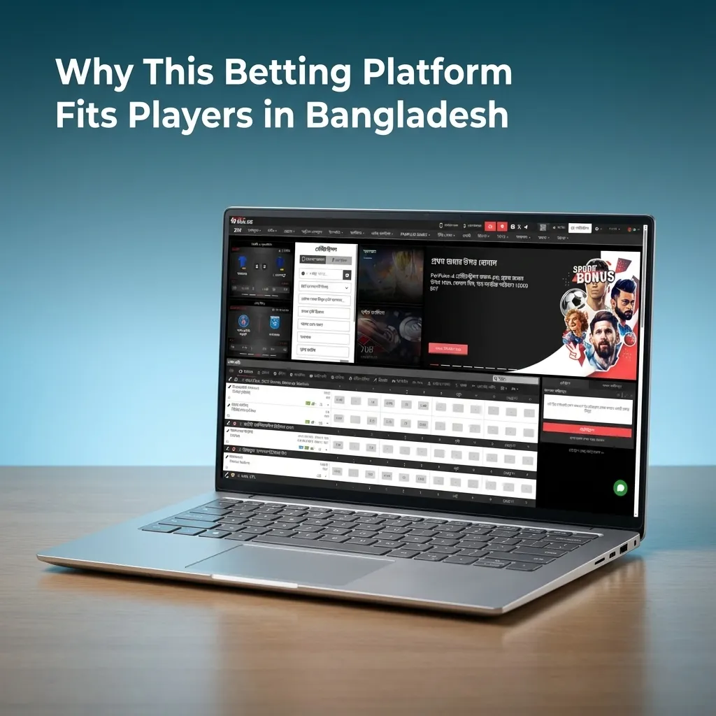 Bangladeshi bettor using a secure mobile betting app showing live odds, sports icons, and combined sports and casino balance