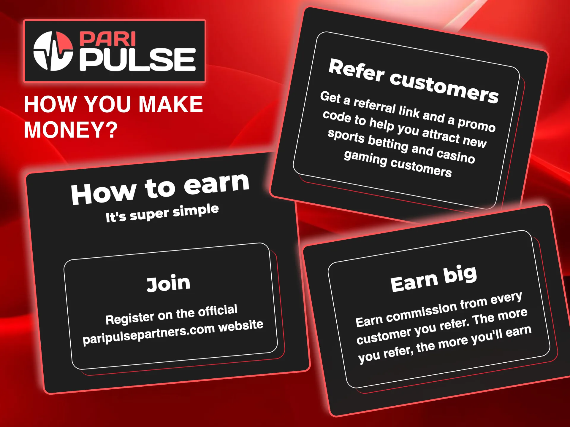 Earn with Paripulse via revenue share, CPA, or hybrid deals.