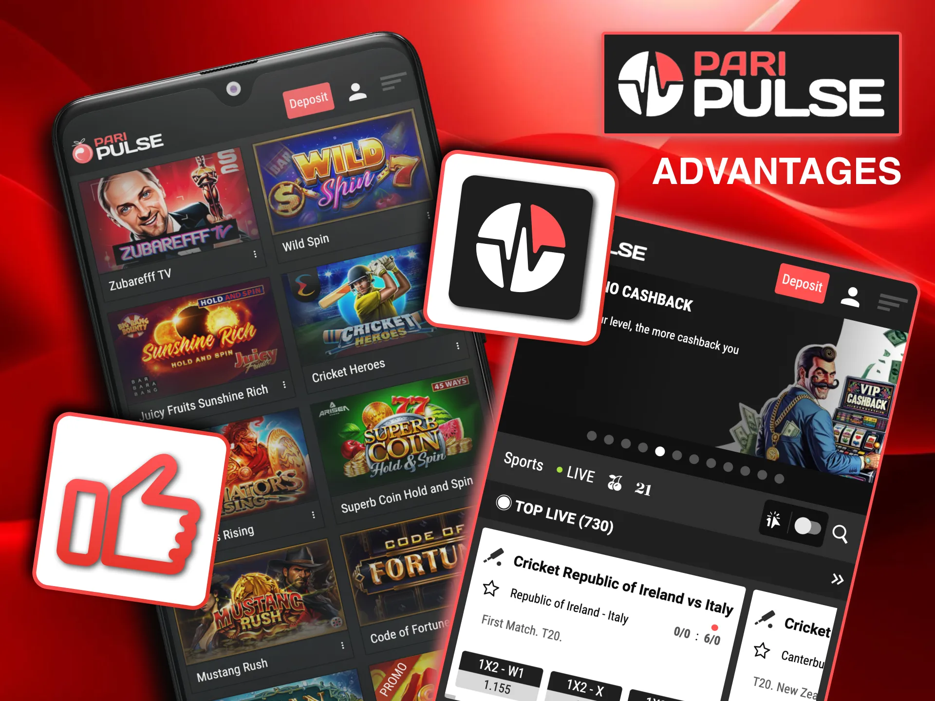 The Paripulse app provides smooth performance, cashback offers, and quick access to markets.