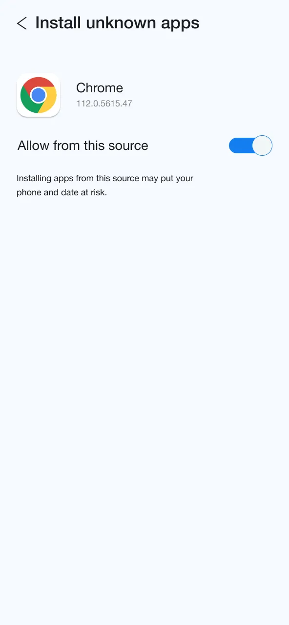 Open the APK and enable installation from this source to install on Paripulse.