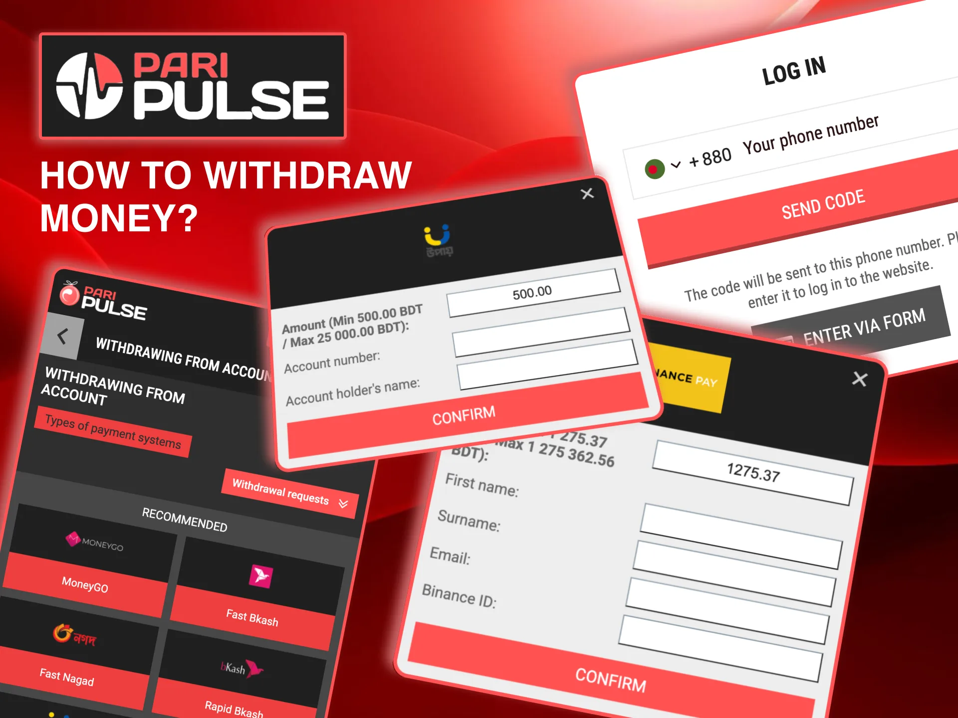 Withdraw your winnings from the Paripulse app.