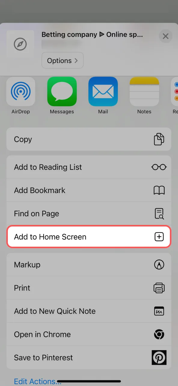 Choose Add to Home Screen and confirm to add Paripulse to your device.