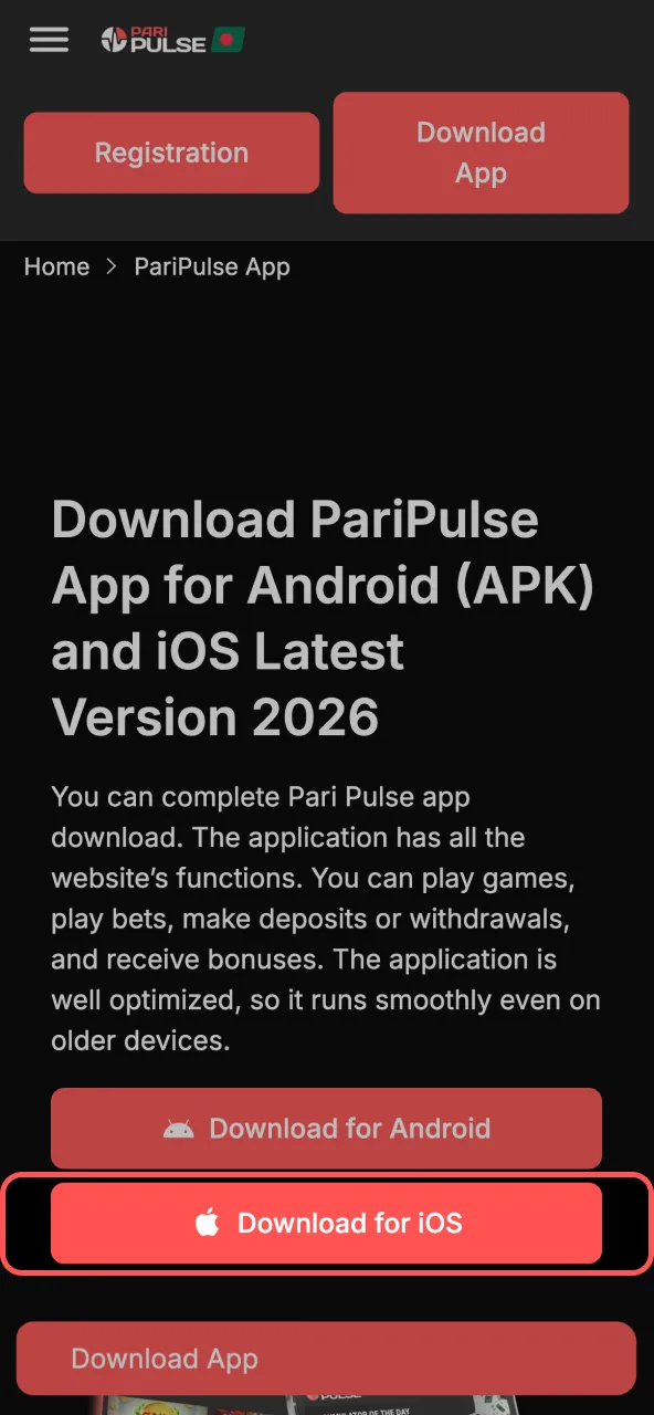 Simply click the Download App button at the top of the Paripulse website.