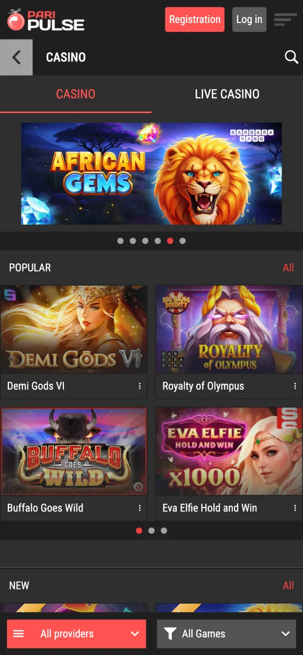 Explore many thrilling games available now on Paripulse.