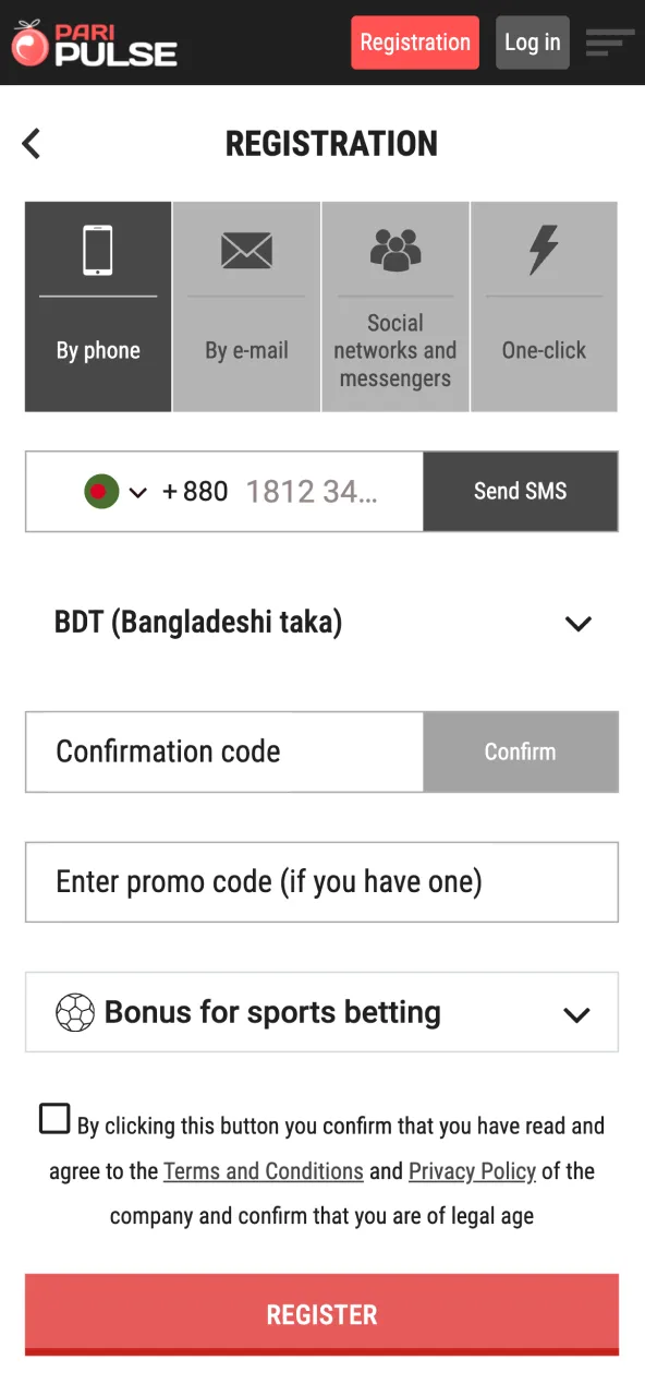 Paripulse welcomes new players through quick and easy registration.