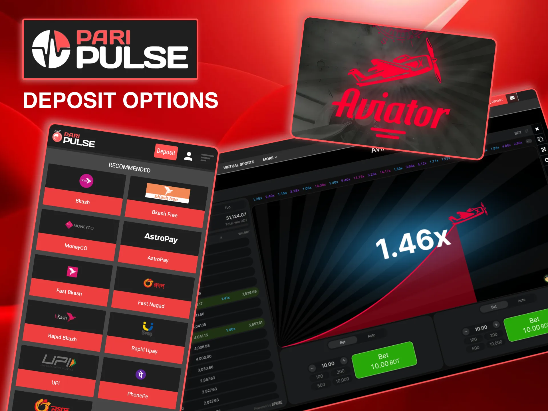 Paripulse supports bKash, Nagad, and crypto deposits.