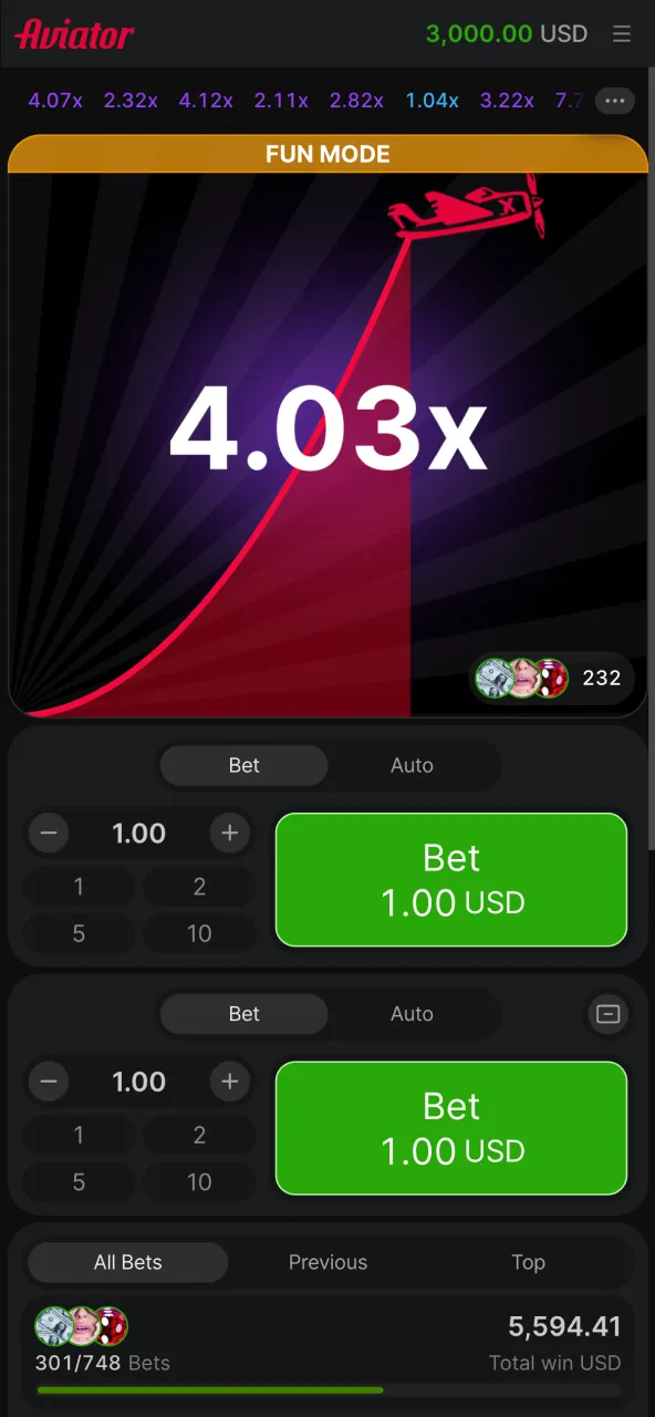 Paripulse Aviator session starts with rising multiplier.