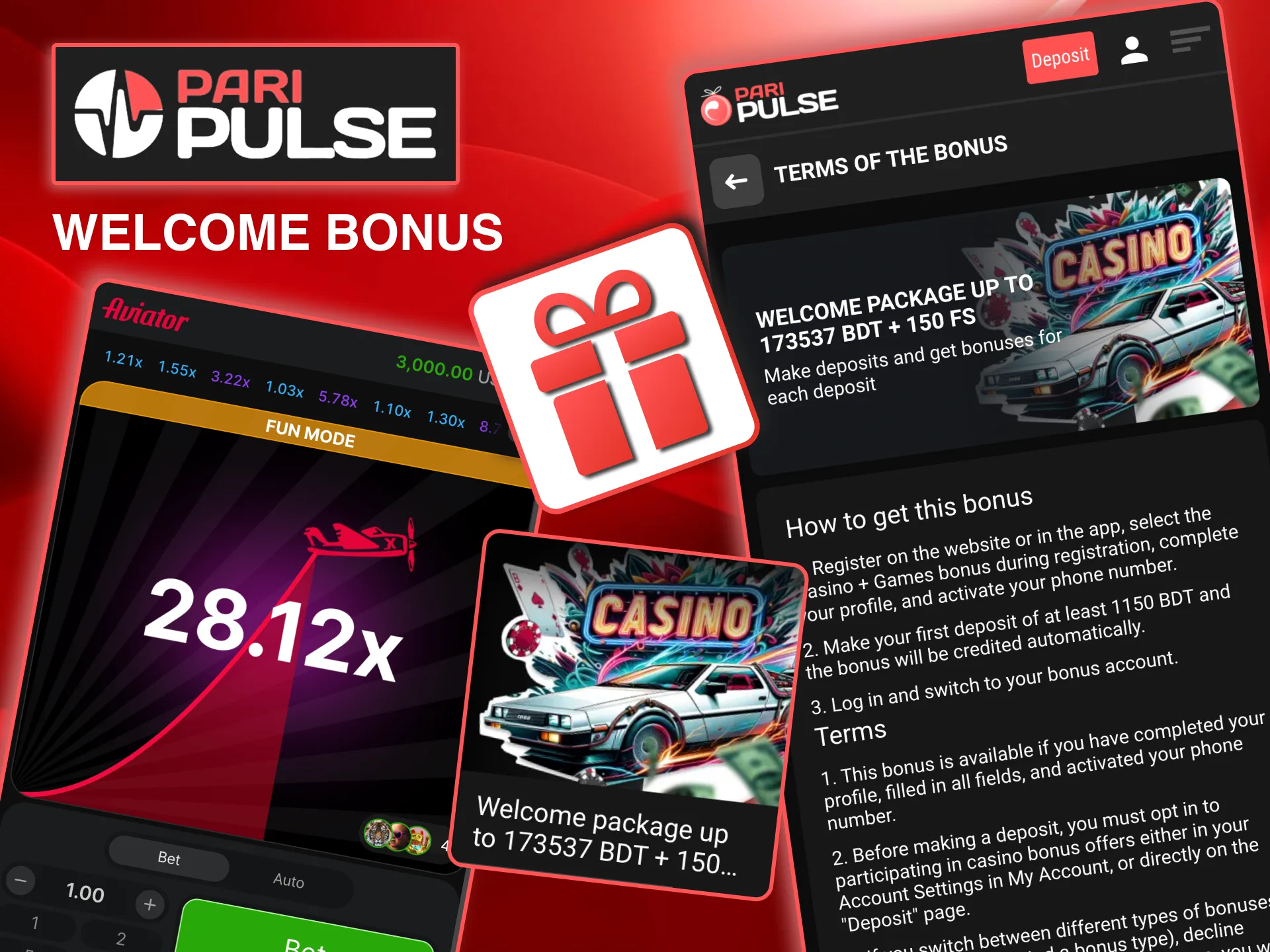 Use Paripulse bonus funds on Aviator and casino games.