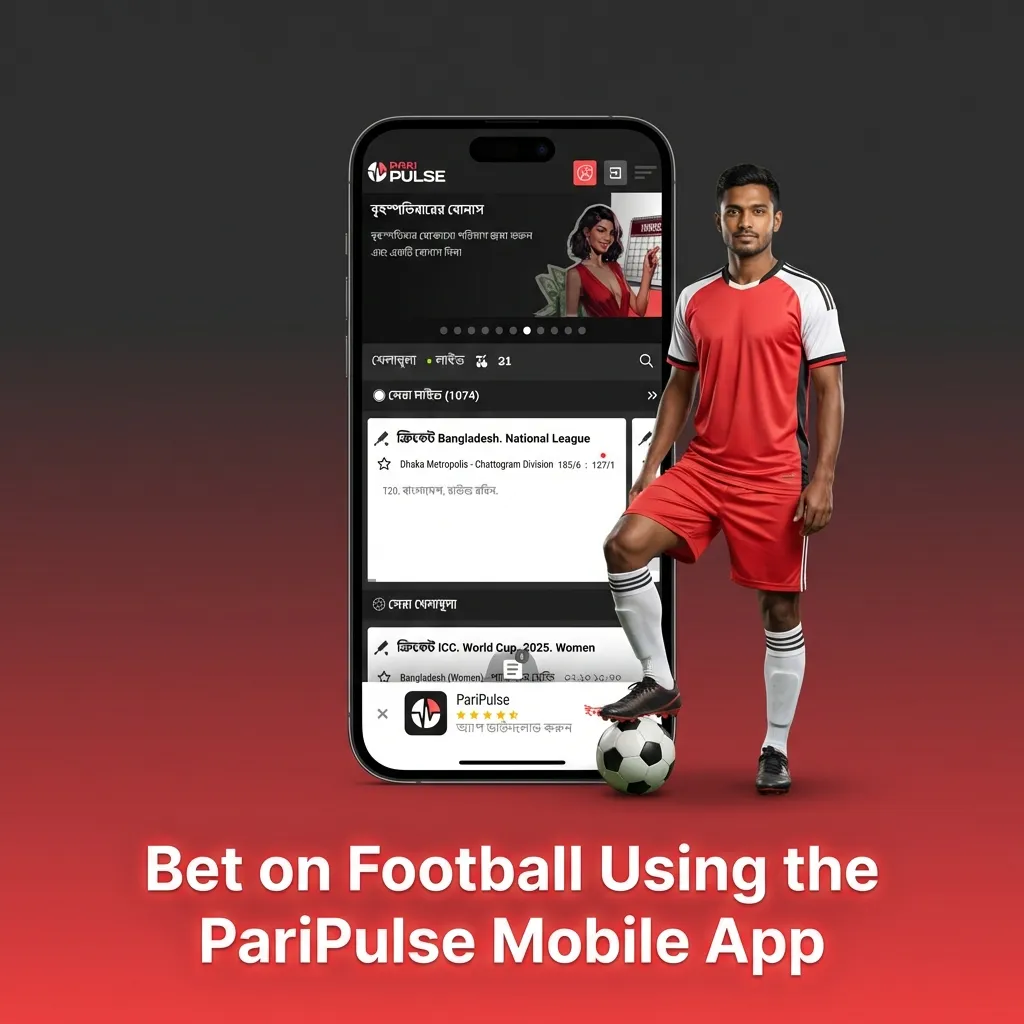 Person using PariPulse mobile app to place football bets on smartphone with bet slip visible on screen