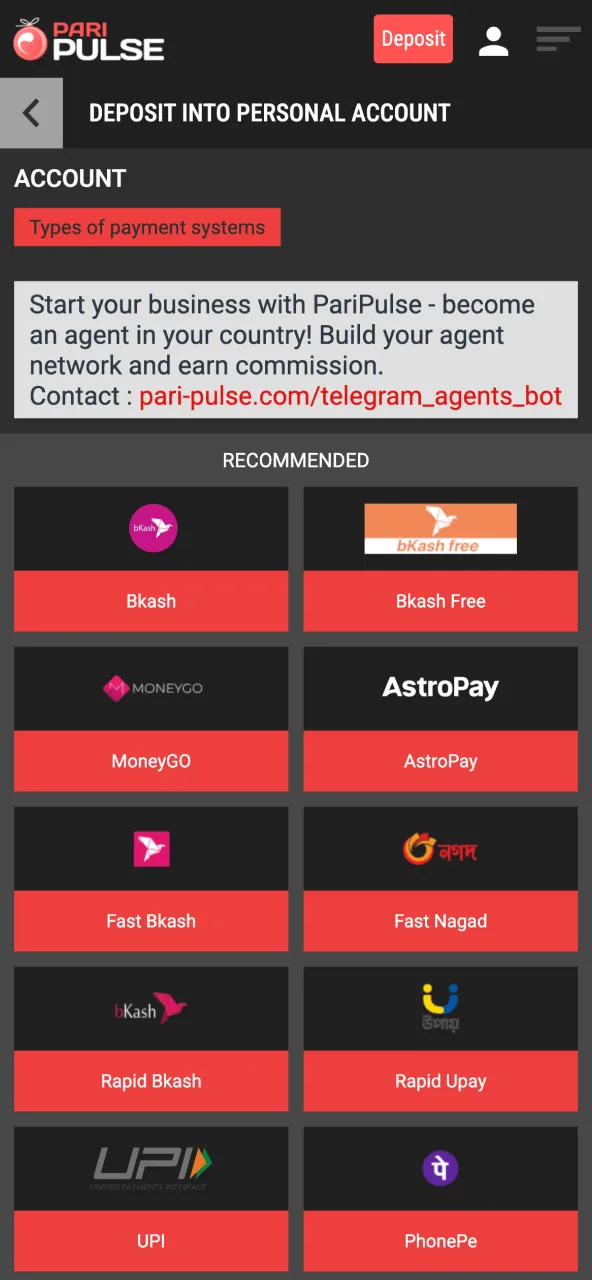 Use local payment methods to add BDT balance on Paripulse.