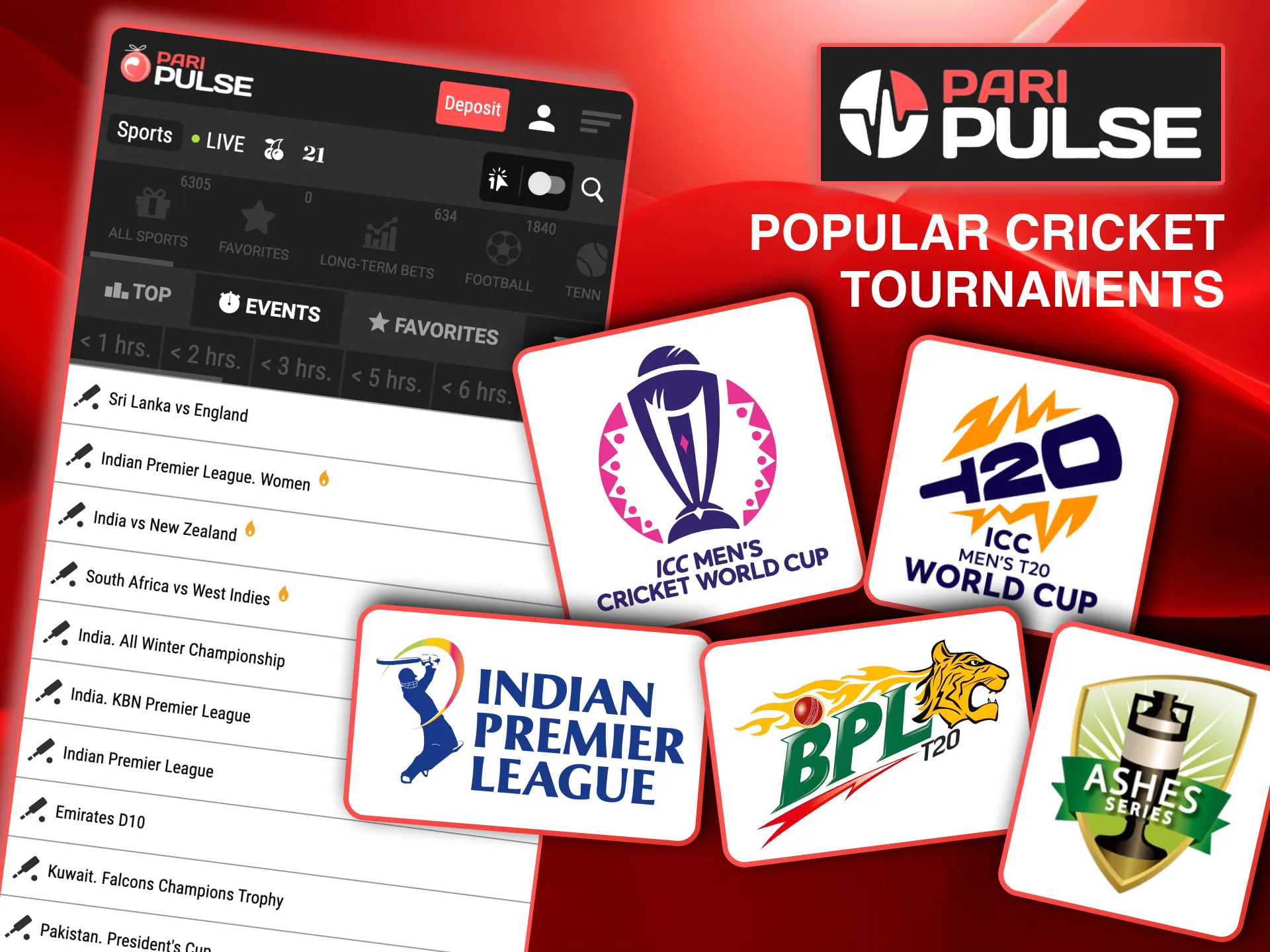 Paripulse offers markets on BPL, IPL, and other major cricket leagues.
