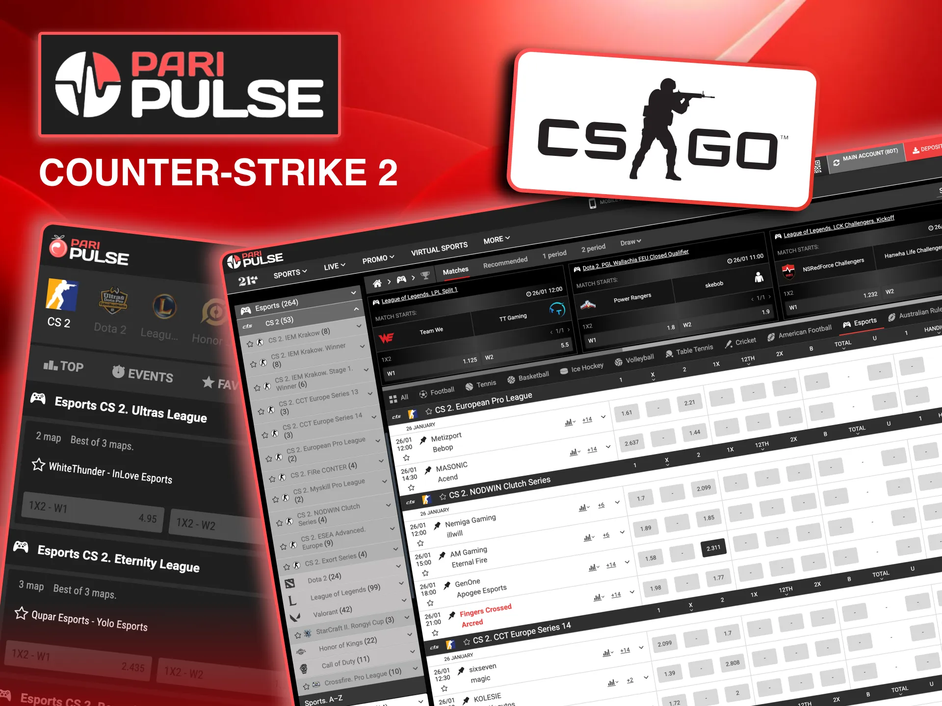 Paripulse CS2 betting includes bomb plant scenarios and total rounds.