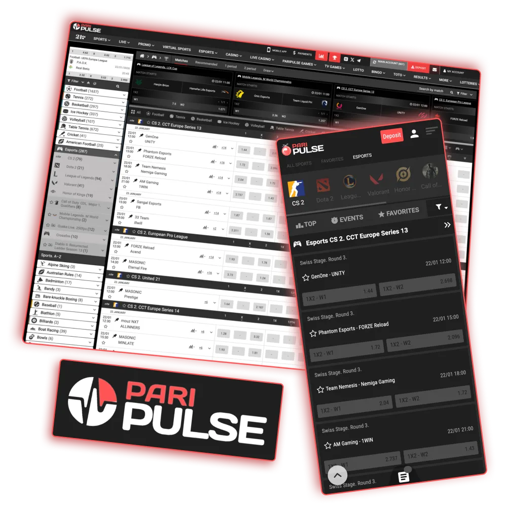Smooth Paripulse esports betting experience for new and expert players.