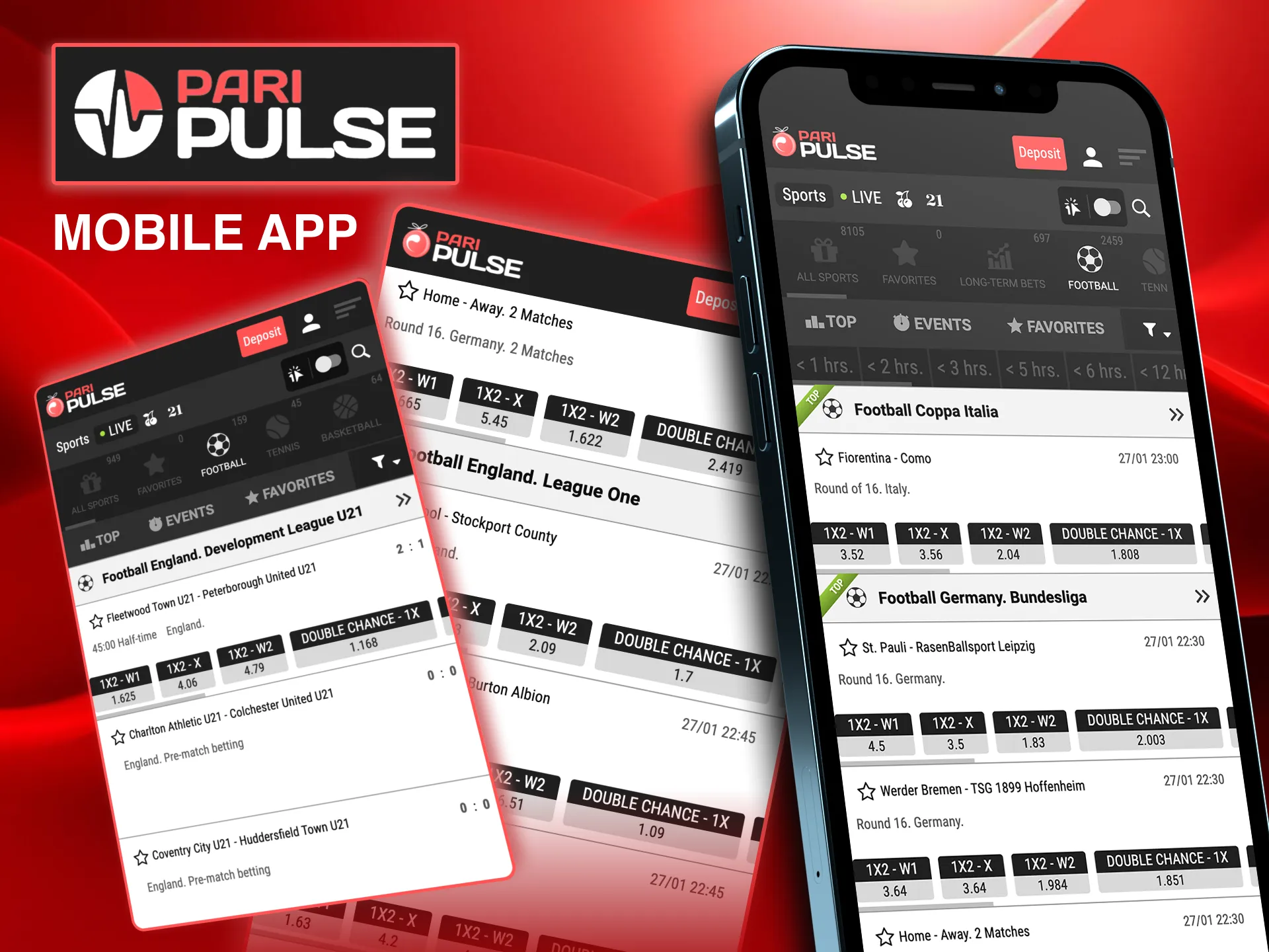 Download Paripulse app to place football wagers on Android or iOS.