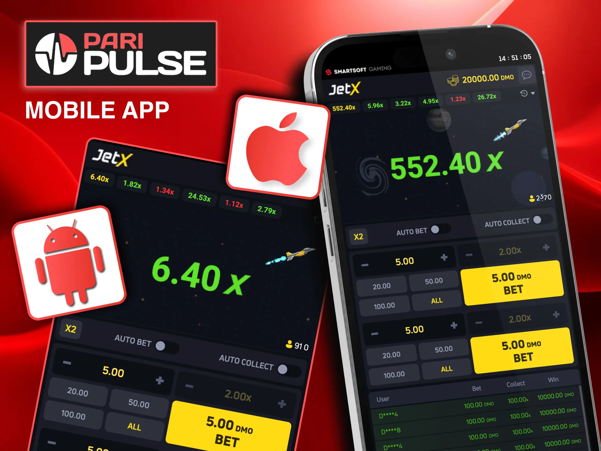 Mobile JetX users on Paripulse enjoy same bonuses as desktop players.