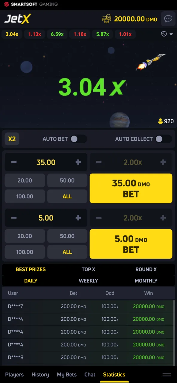 Live JetX gameplay on Paripulse with bets placed and plane in motion.