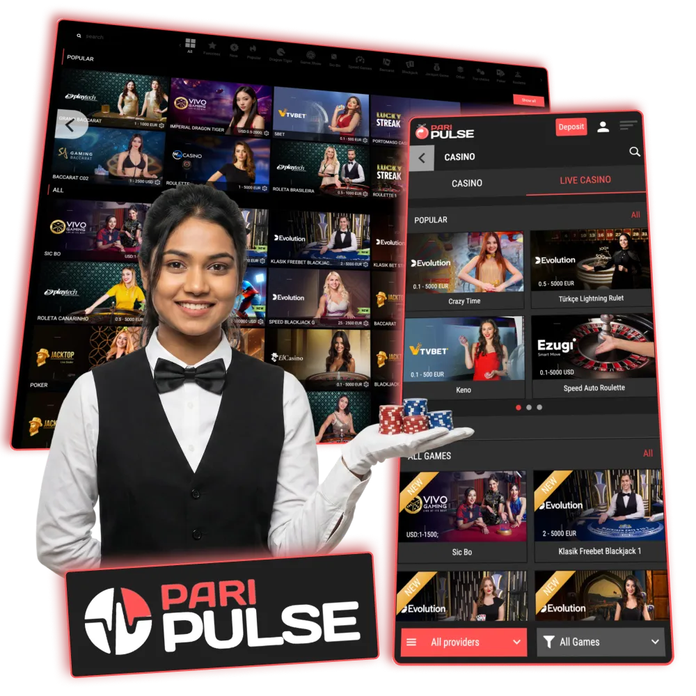Play live roulette and blackjack with dealers on Paripulse.