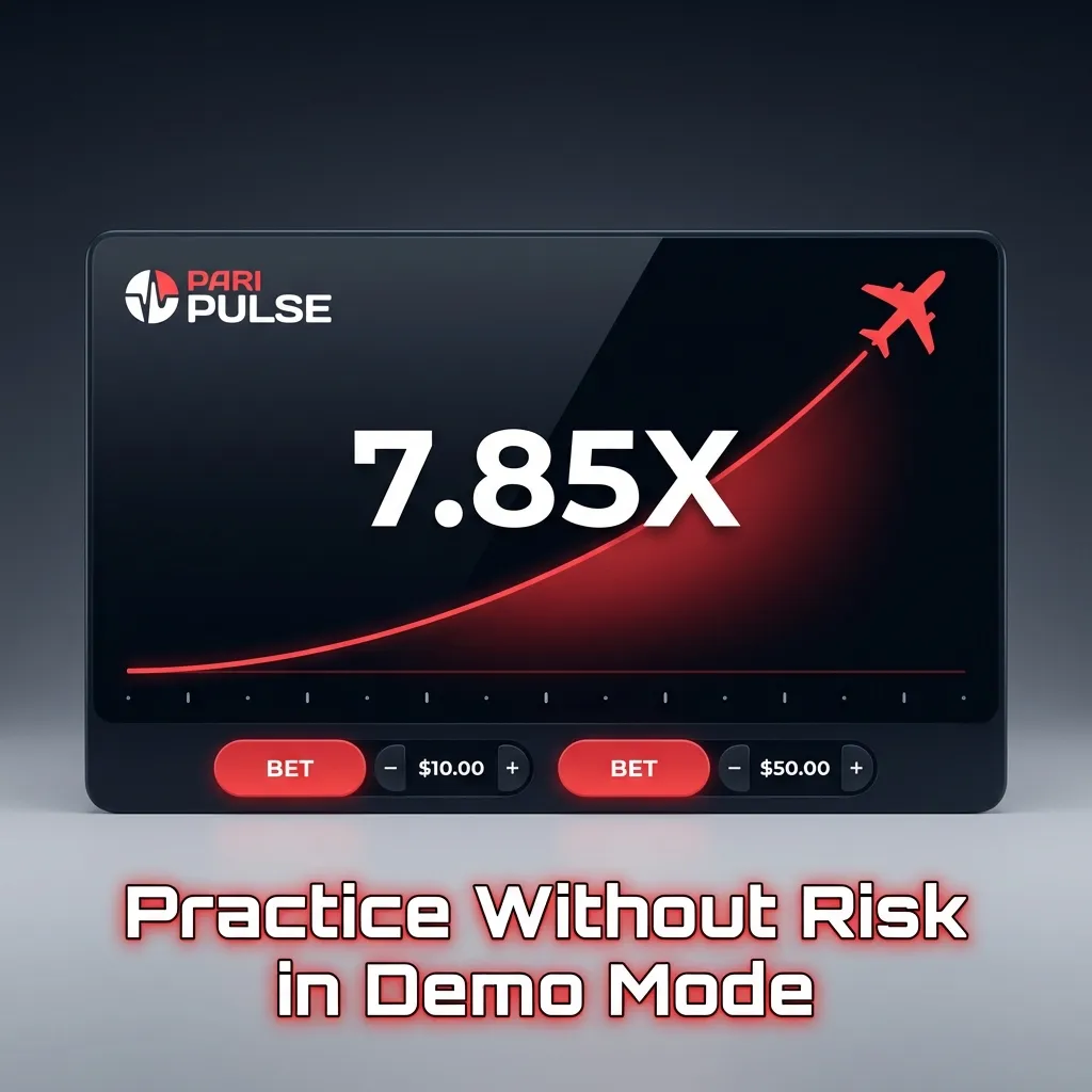 Demo mode interface showing virtual credits and multiplier mechanics for risk-free practice in crash gambling game