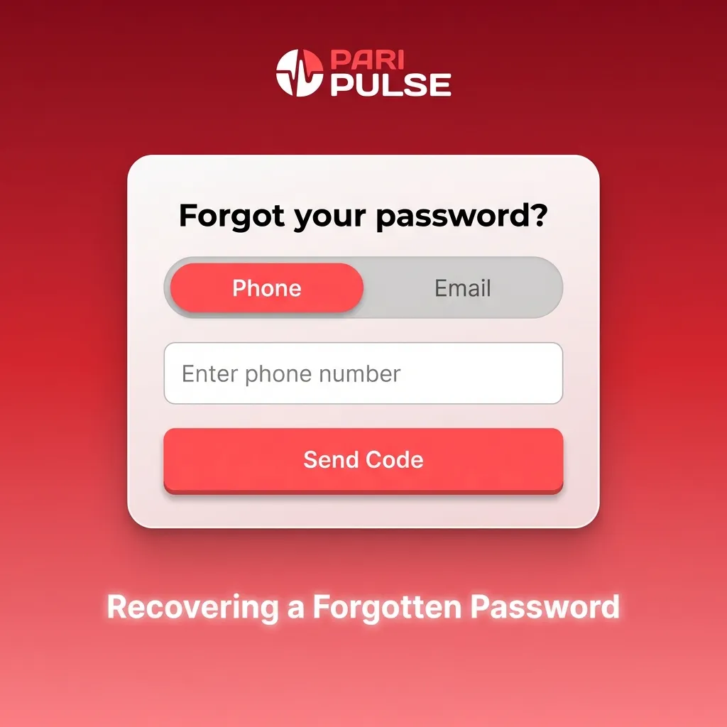 Step-by-step guide showing password reset process with email or phone verification on login screen