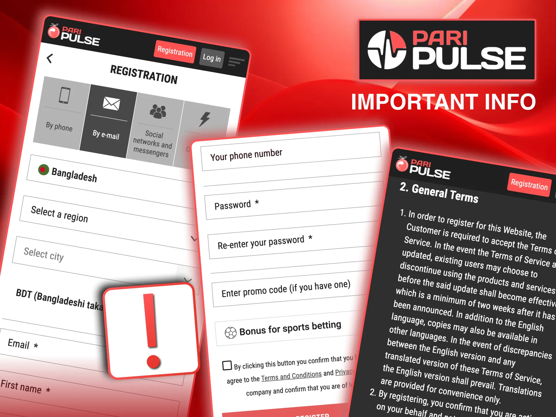 Account creation guidelines on Paripulse showing minimum age and one-account-per-person policy.