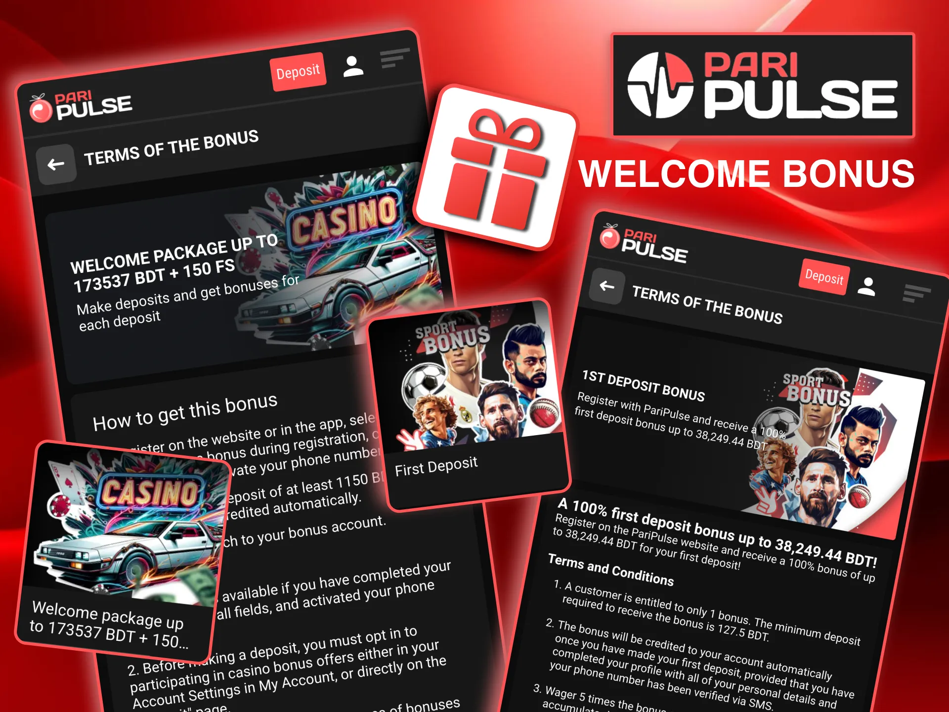 Paripulse account screen showing immediate bonus funds after successful activation.